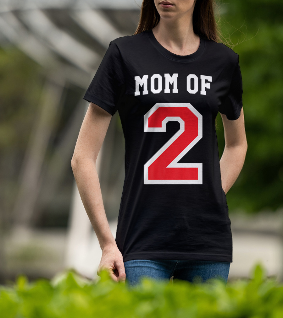Mom Of 2 Kids Baseball Mom Sports Jersey T-Shirt