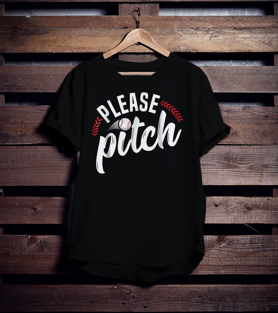 Please Pitch Baseball Funny Adult Humor Mom Pun90 T-Shirt