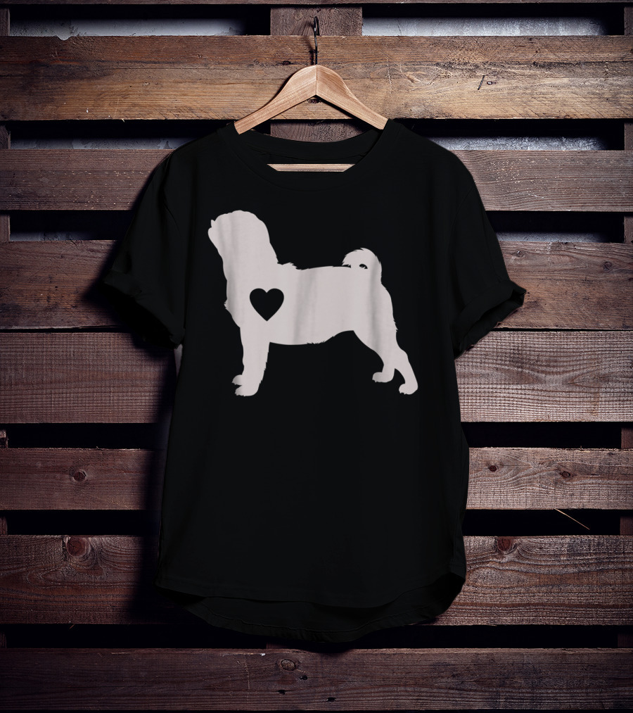 Pug Love Heart Silhouette Dog Idea Pug Dog T-Shirt