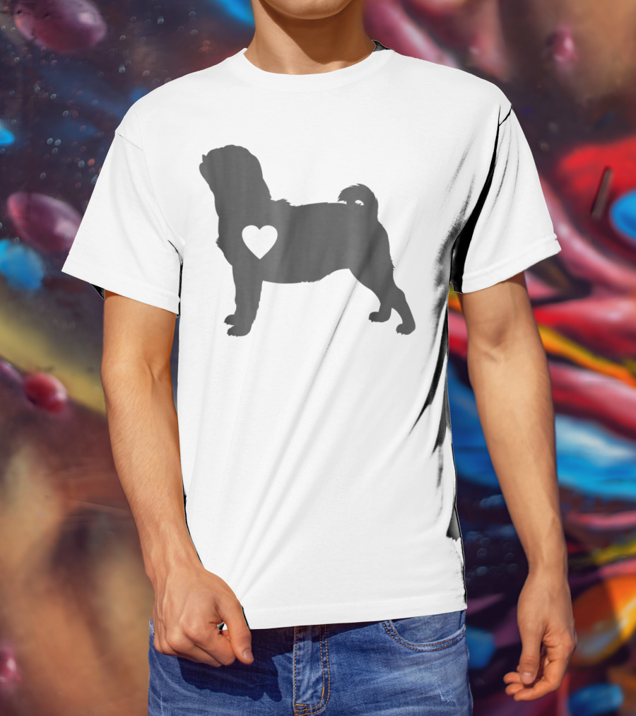 Pug Love Heart Silhouette Pug Dog Mom59 T-Shirt