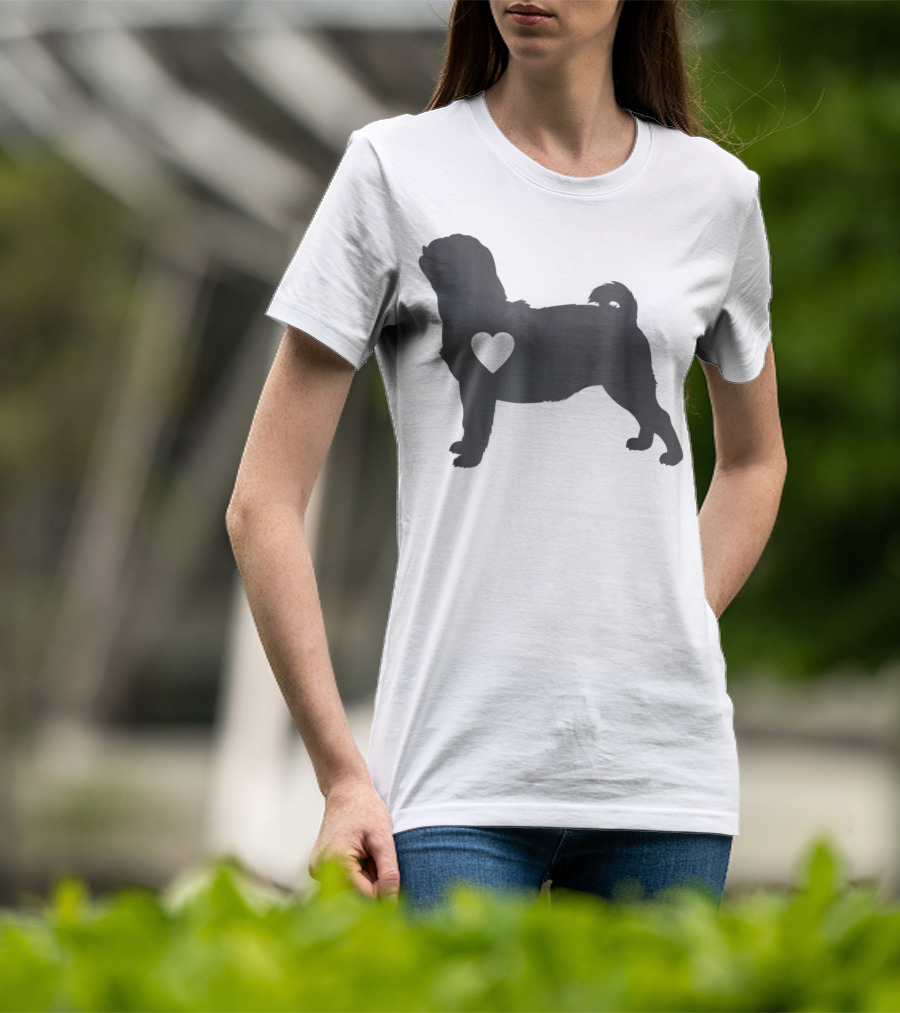 Pug Love Heart Silhouette Pug Dog Mom59 T-Shirt