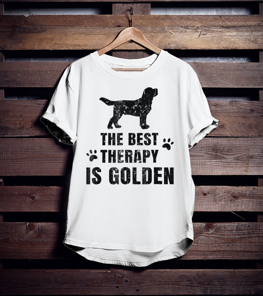 The Best Therapy Is Golden With Dog Paw Prints T-Shirt