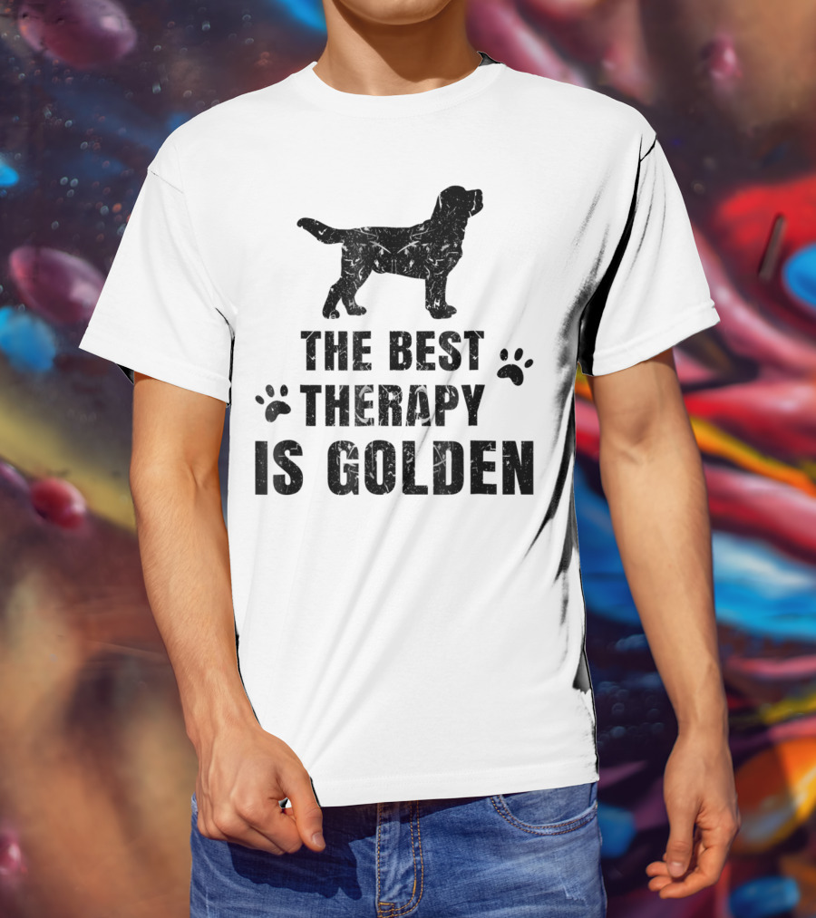 The Best Therapy Is Golden With Dog Paw Prints T-Shirt