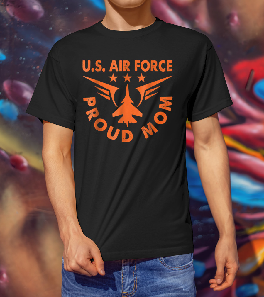 U.S. Air Force Proud Mom Jet And Stars T-Shirt