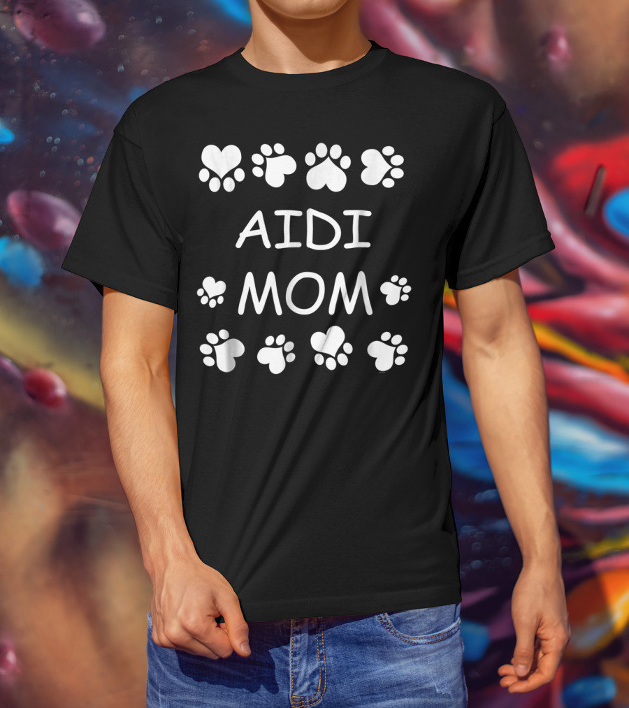 Aidi Mom Paw Print Heart Lover Christmas Birthday T-Shirt