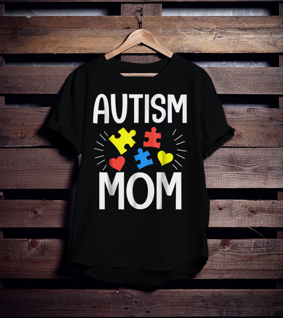 Autism Mom Colorful Puzzle Heart T-Shirt