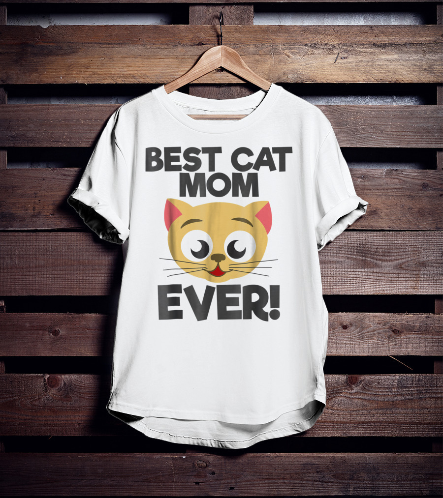 Best Cat Mom Ever Cute Cartoon Cat Face T-Shirt