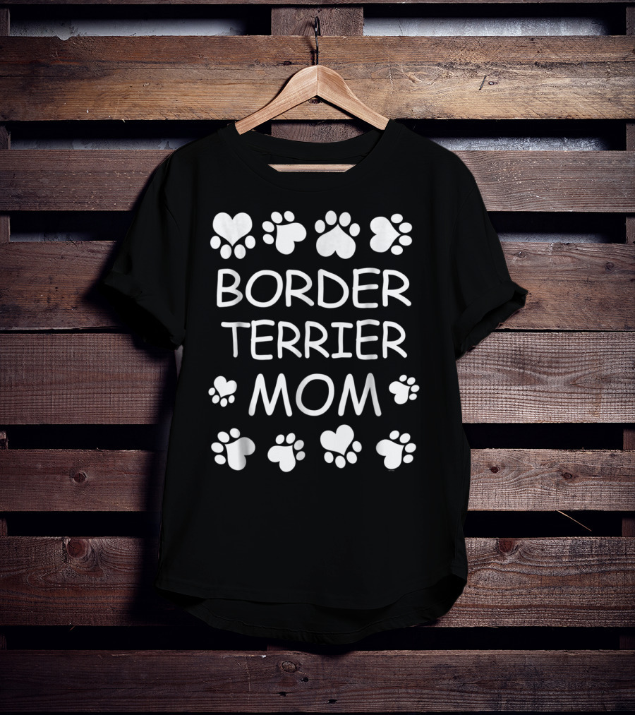 Border Terrier Mom Paw Hearts Design For Christmas Birthday T-Shirt