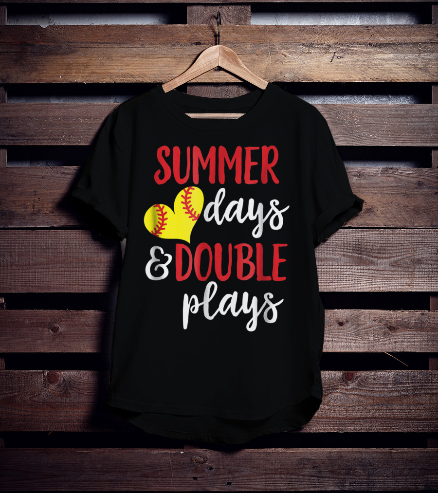 Summer Days And Double Plays Softball Girls T-Shirt