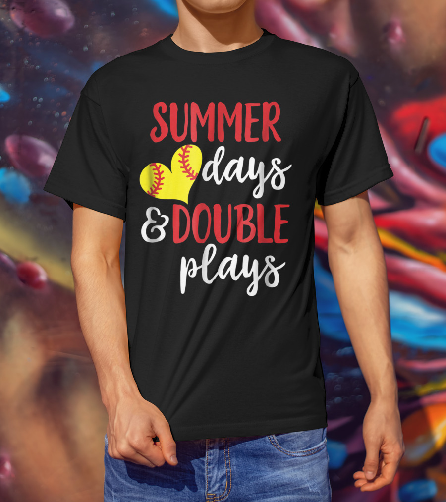 Summer Days And Double Plays Softball Girls T-Shirt