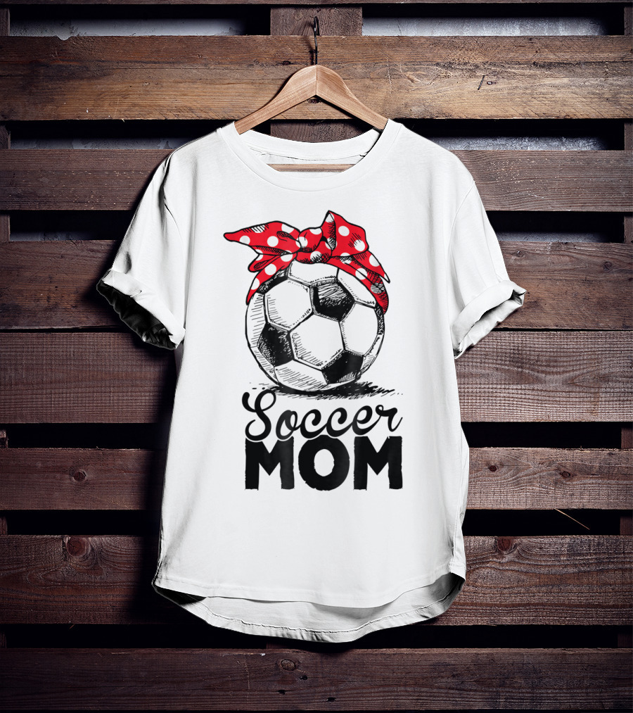 Funny Soccer Mom Polka Dot Bandana Vintage Soccer Fan Player17 T-Shirt