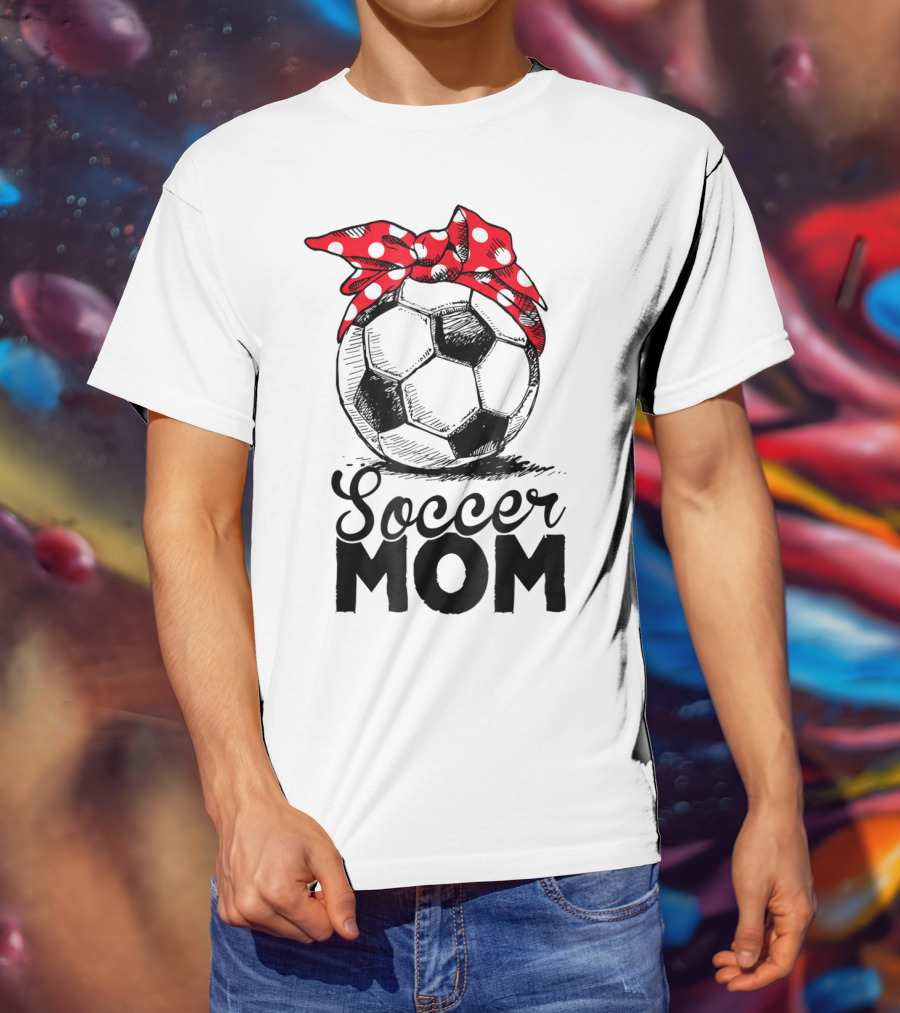 Funny Soccer Mom Polka Dot Bandana Vintage Soccer Fan Player17 T-Shirt