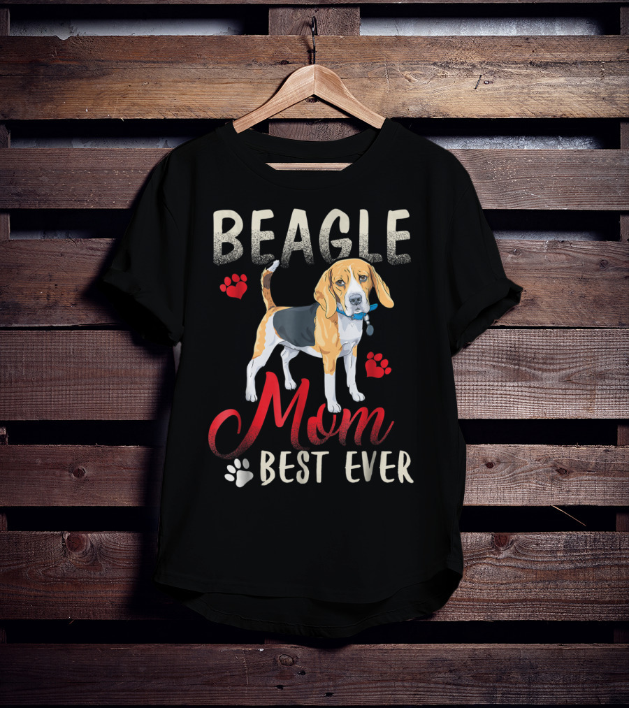 Beagle Mom Best Ever Beagle Dog With Paw Prints T-Shirt