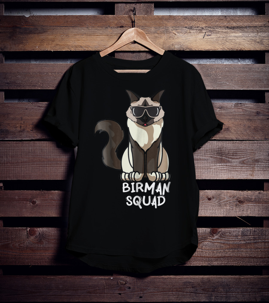 Birman Squad Cat Mom Lover Squad Cool Birman Cat With Sunglasses T-Shirt