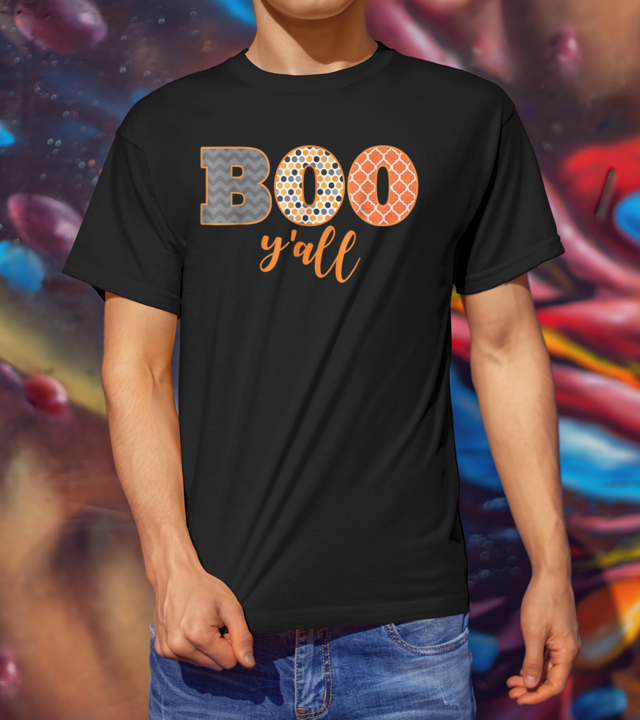 BOO Y'all Halloween Perfect Dad Teach51 Chevron Polka Dots T-Shirt