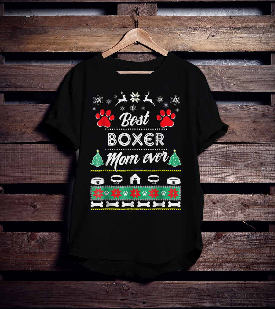 Best Boxer Mom Ever Christmas Holiday T-Shirt