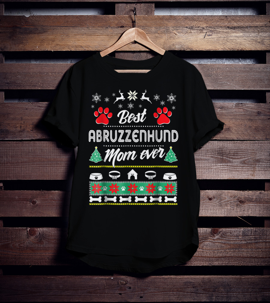 Best Abruzzenhund Mom Ever Holiday Paw And Snowflake Motif T-Shirt