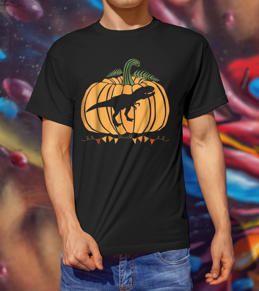 Dinosaur Inside Pumpkin Halloween Dad Mom63 T-Shirt