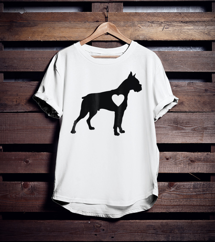 Boxer Dog Heart Silhouette Design For Loving Dog Moms T-Shirt