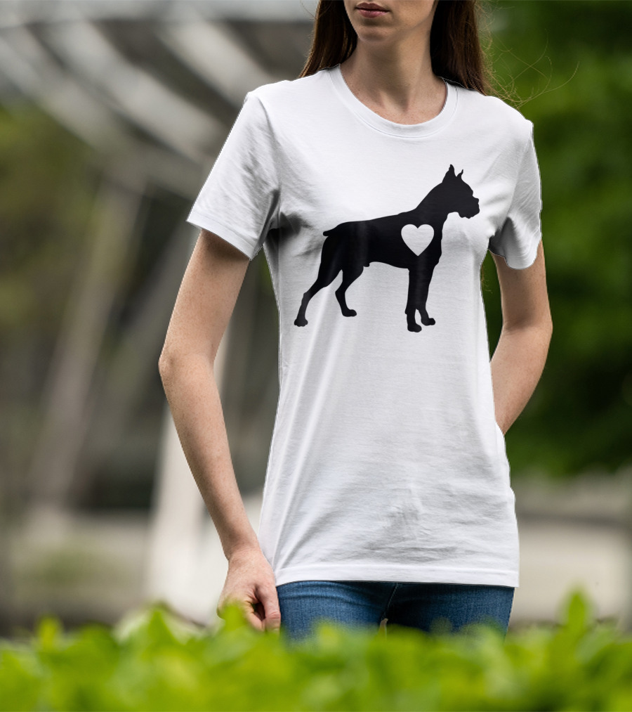 Boxer Dog Heart Silhouette Design For Loving Dog Moms T-Shirt