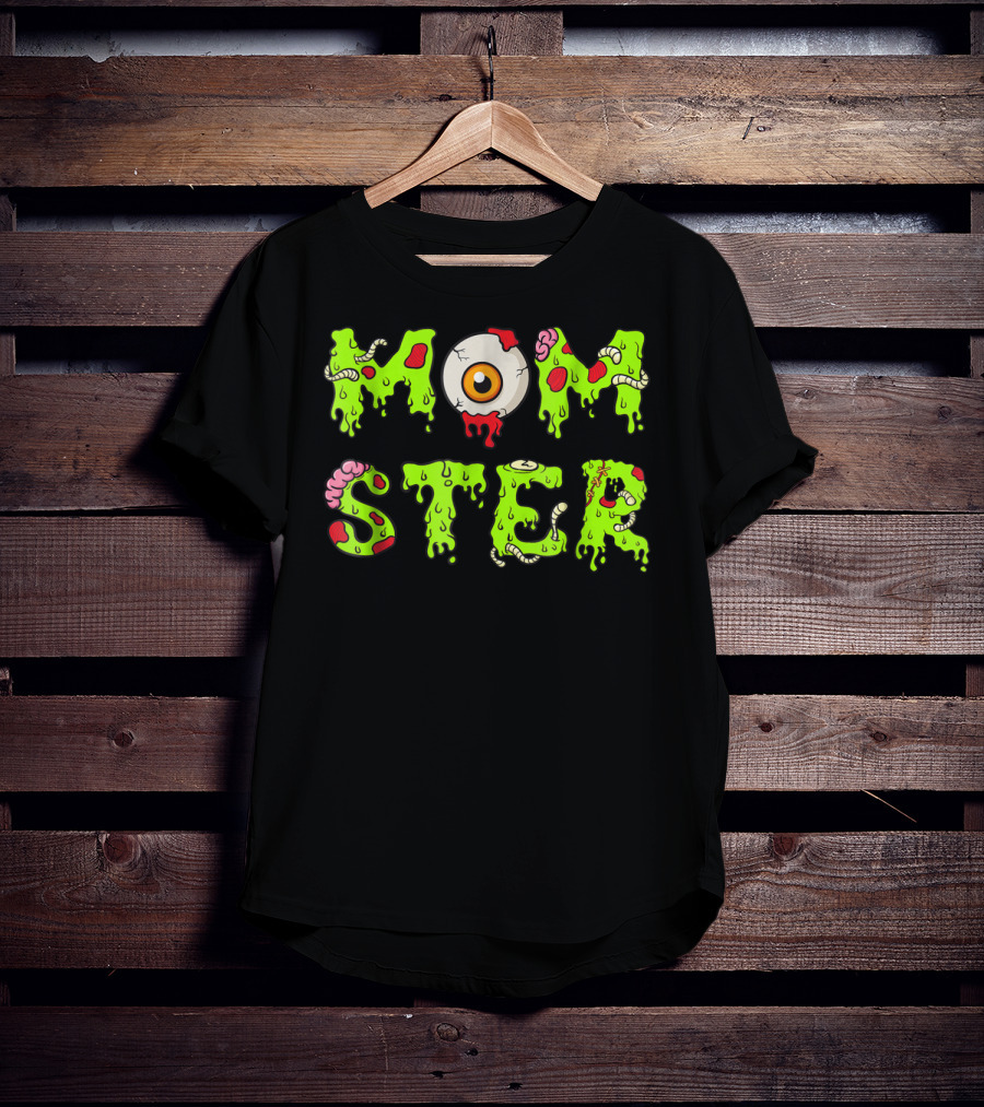 Momster49 Funny Halloween Monster Eye Slime Text T-Shirt