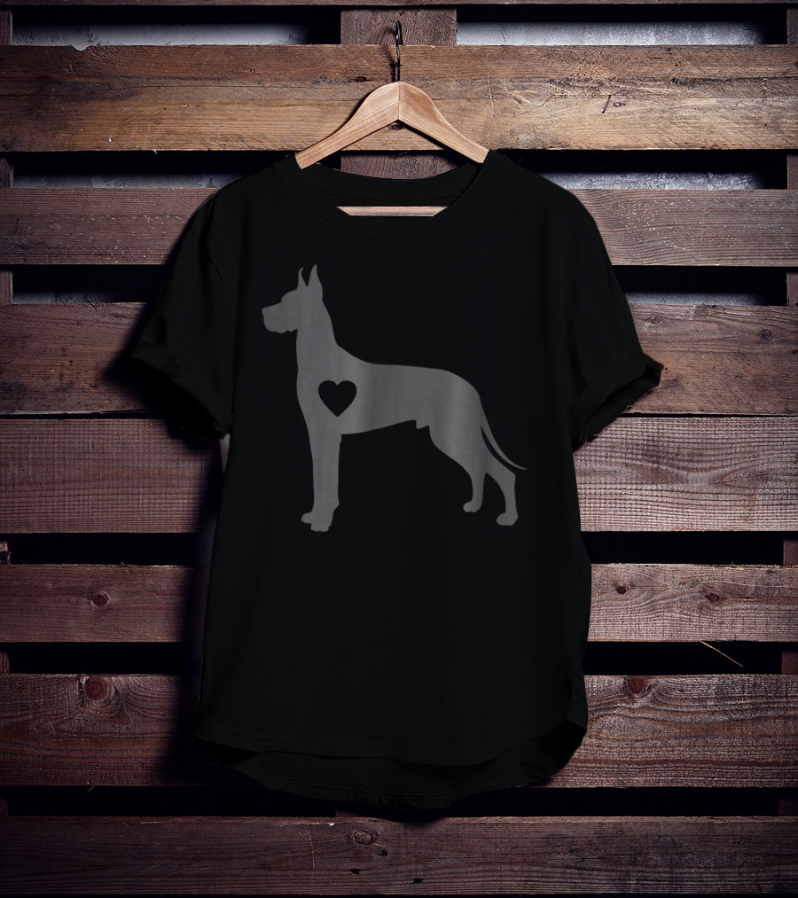 Great Dane Love Heart Silhouette Dog T-Shirt