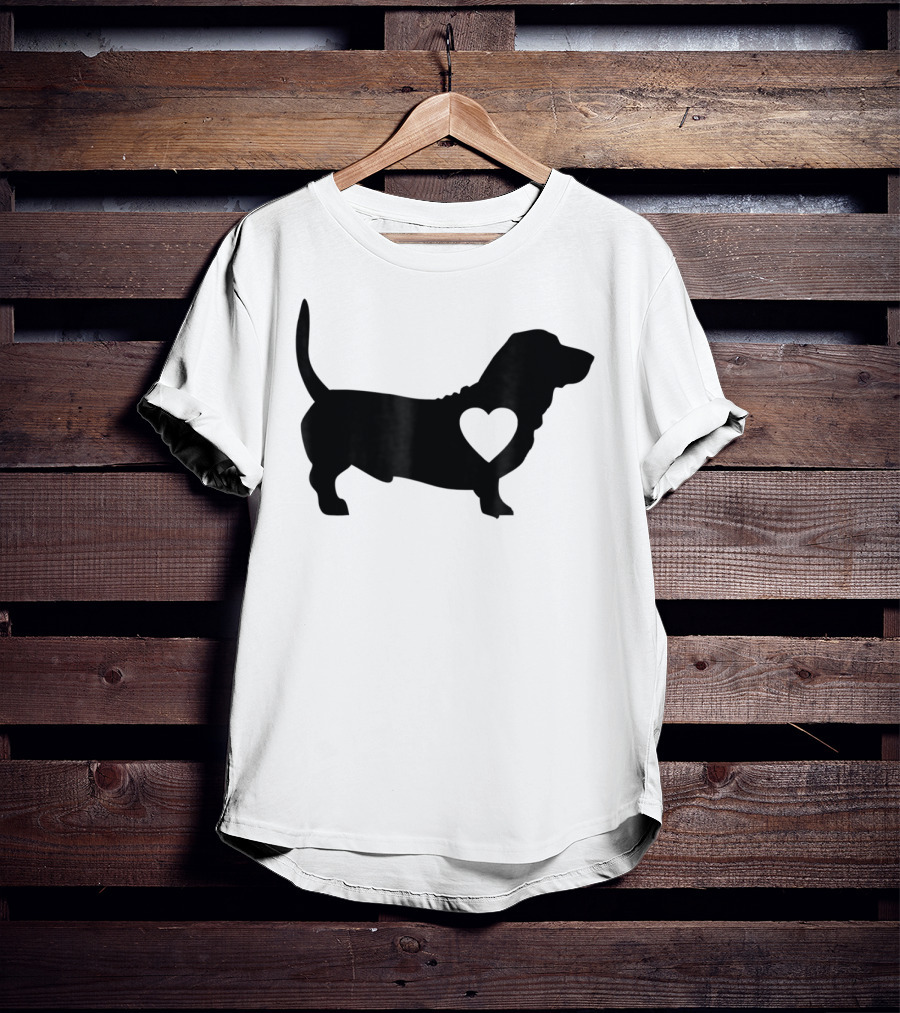 Basset Love Heart Silhouette Dog Idea Dog T-Shirt
