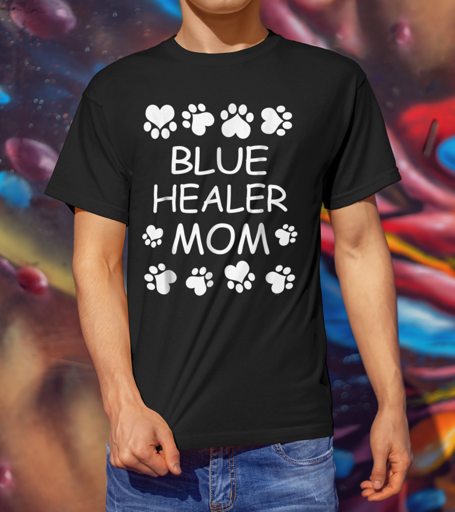 Blue Healer Mom Paw And Heart Patterns Christmas Birthday T-Shirt