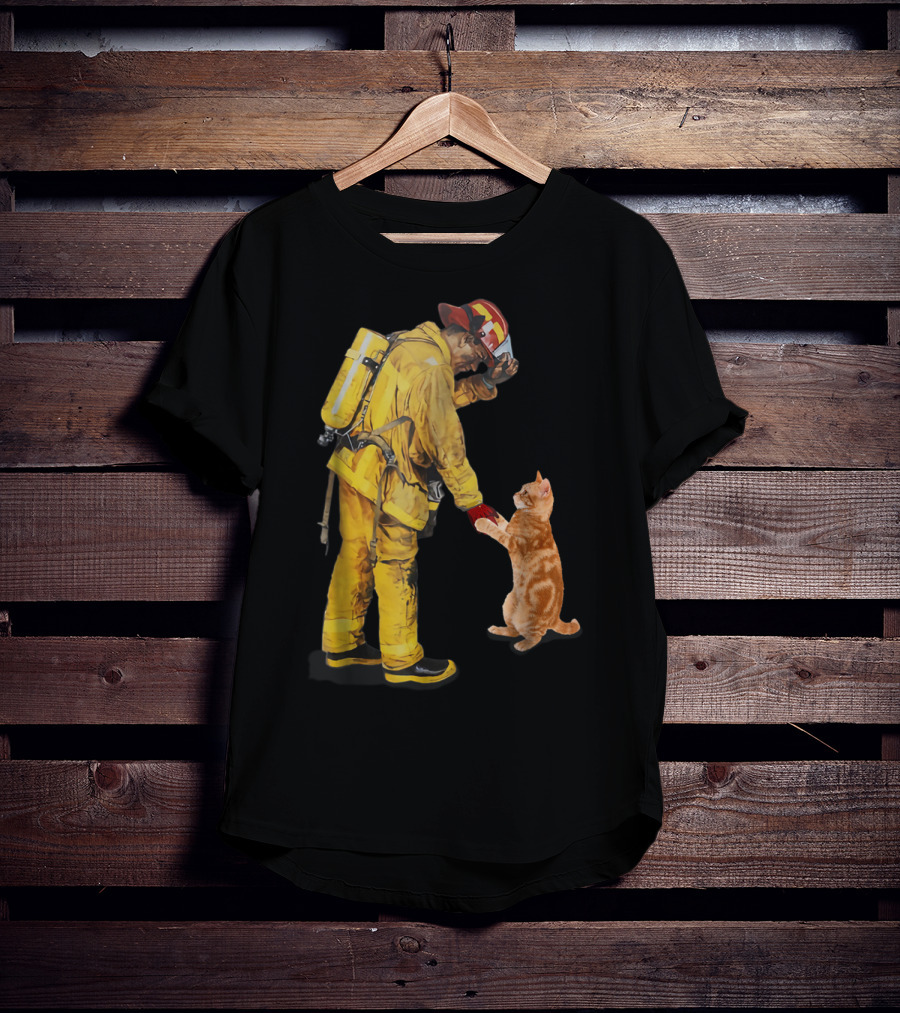 Cats Shaking Hands With Firefighter Mom T-Shirt