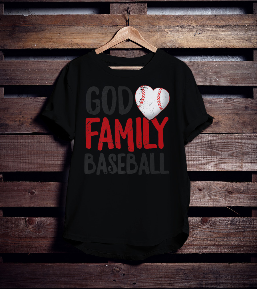 God Family Baseball Mom Mother Dad Father Coach27 Heart Baseball T-Shirt