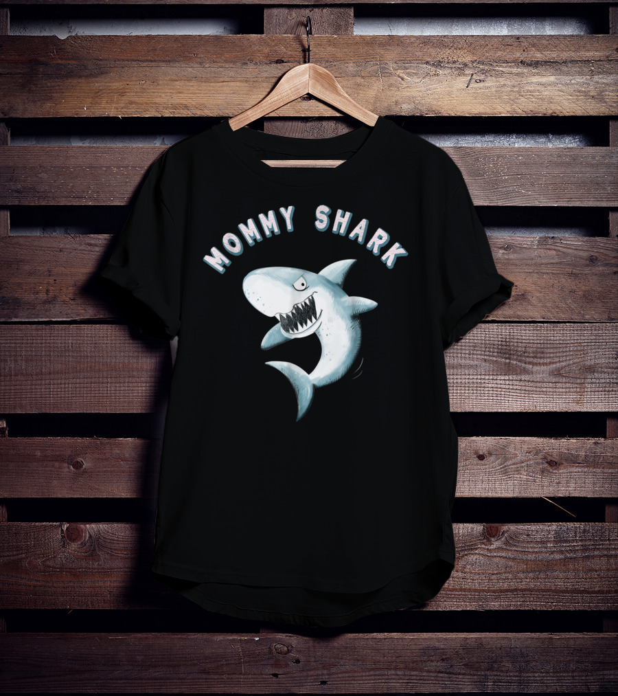 Mommy Shark I Shark Print Baby Shark T-Shirt