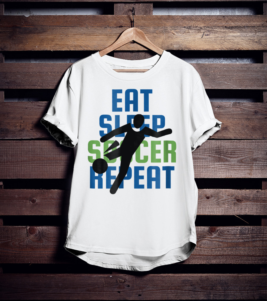 Eat Sleep Soccer Repeat Mom Girl Boy Kids Youth Soccer Player T-Shirt