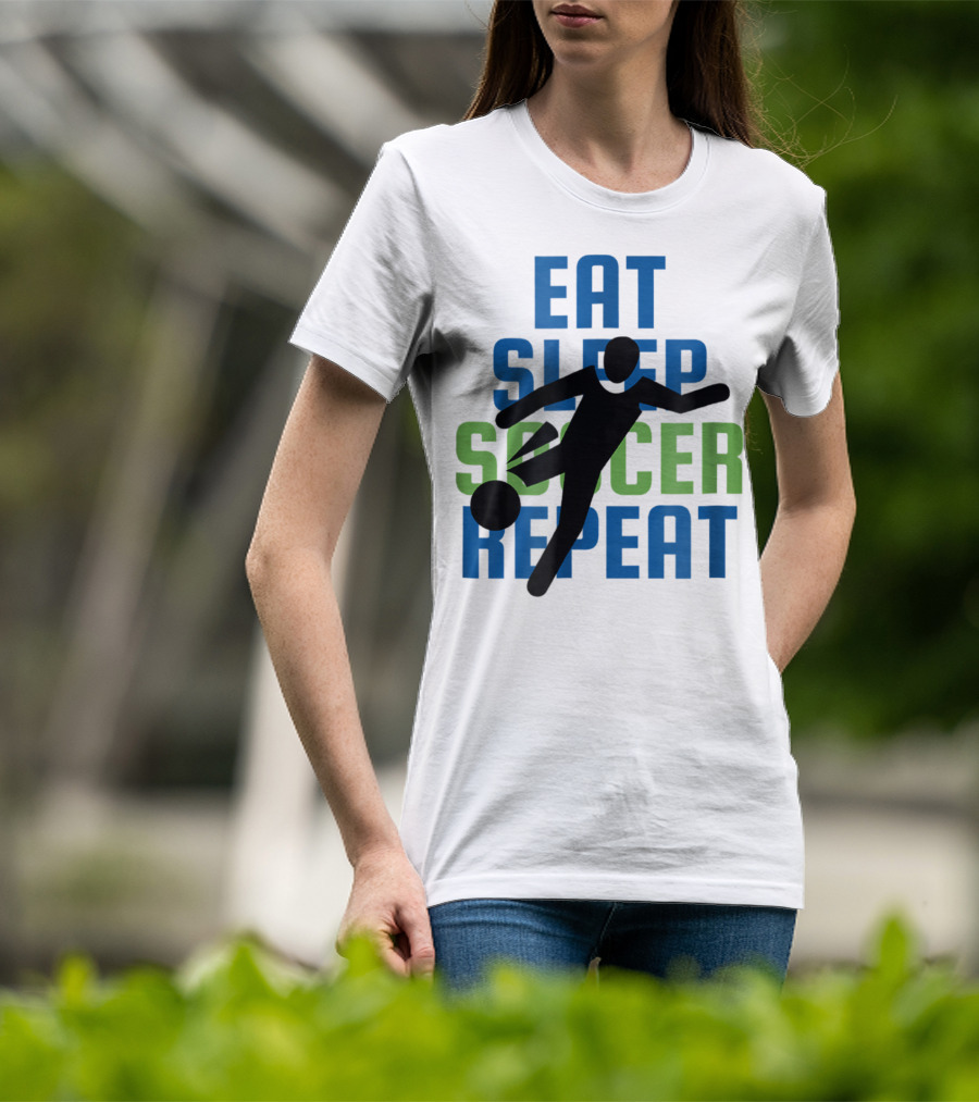 Eat Sleep Soccer Repeat Mom Girl Boy Kids Youth Soccer Player T-Shirt