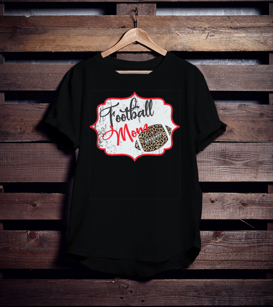 Football Mom Leopard Print Football T-Shirt