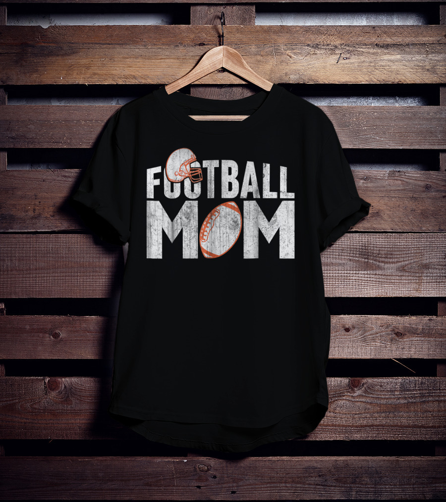 Football Mom Helmet And Ball Fan T-Shirt