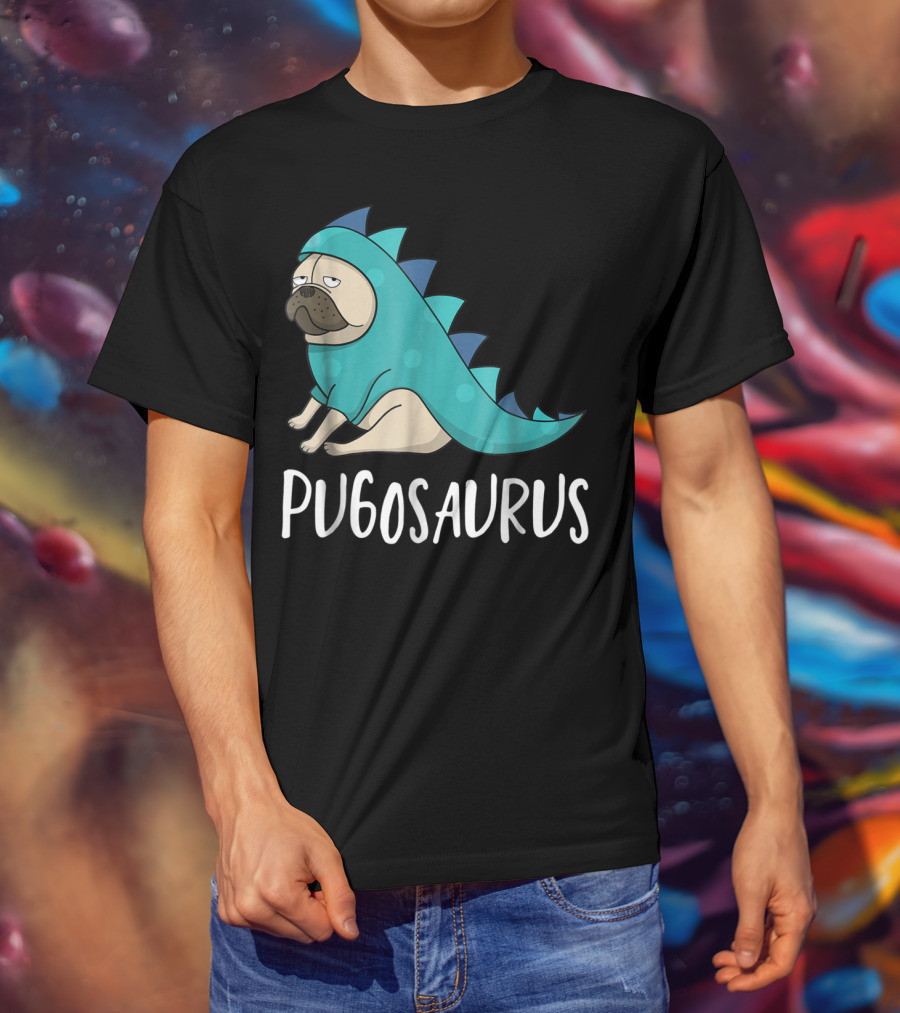 Pugosaurus Funny Pug Dog Mom Dino Dinosaur Puppy Lover T-Shirt