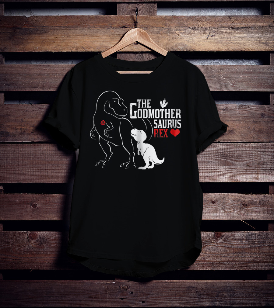 The Godmother Saurus Rex Mama Saurus Dinosaur Heart T-Shirt