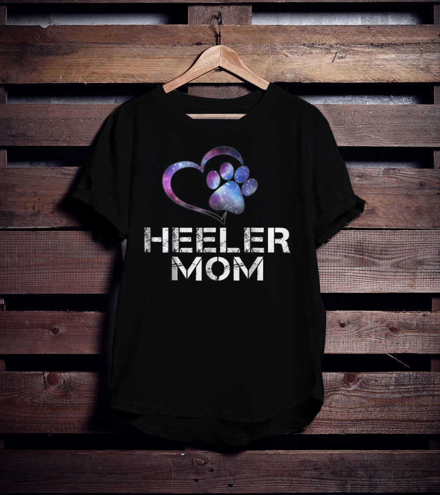 HEELER MOM Galaxy Heart Paw T-Shirt