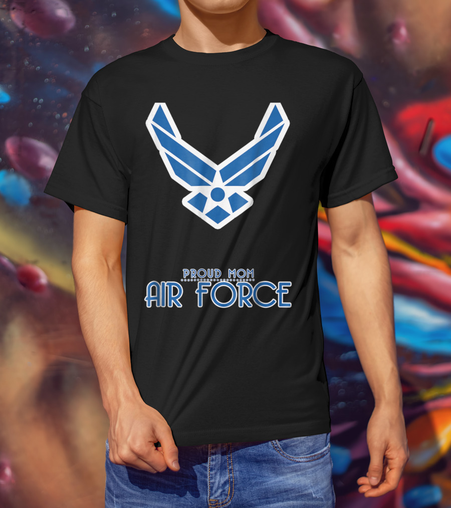 Proud Air Force Mom Blue Emblem T-Shirt