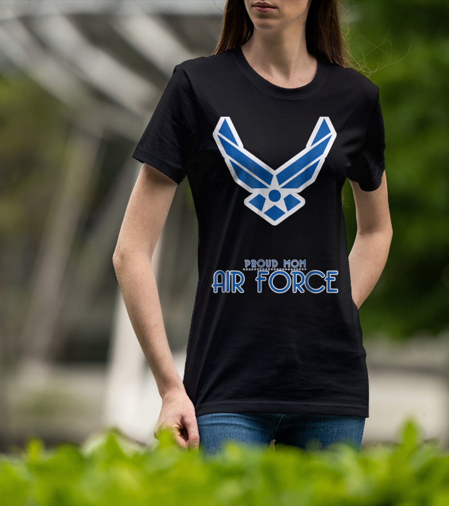 Proud Air Force Mom Blue Emblem T-Shirt