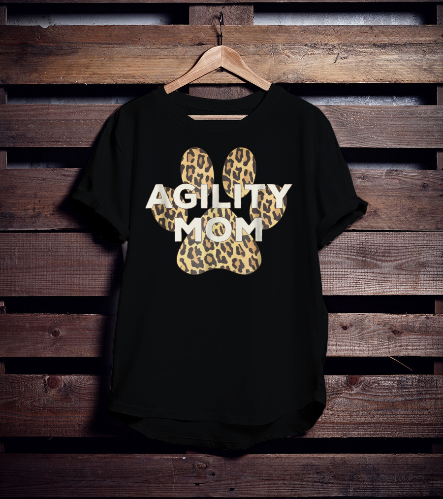 Agility Mom Leopard Dog Paw Print Ivory Cheetah T-Shirt