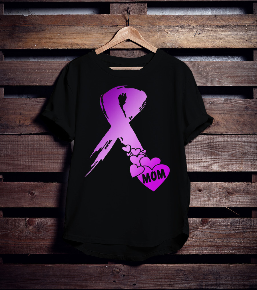 Alzheimers Awareness Mom Purple Ribbon And Hearts T-Shirt