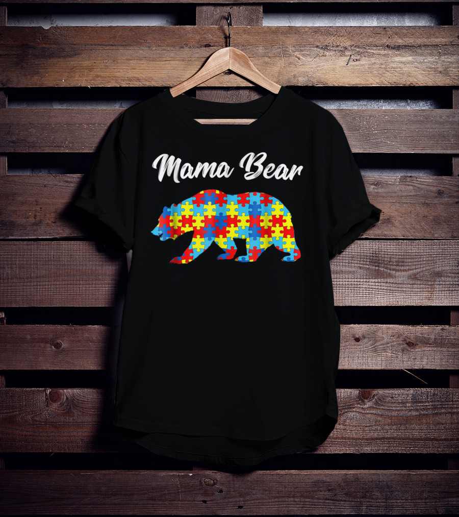 Mama Bear Autism Awareness Puzzle Pattern Bear51 T-Shirt