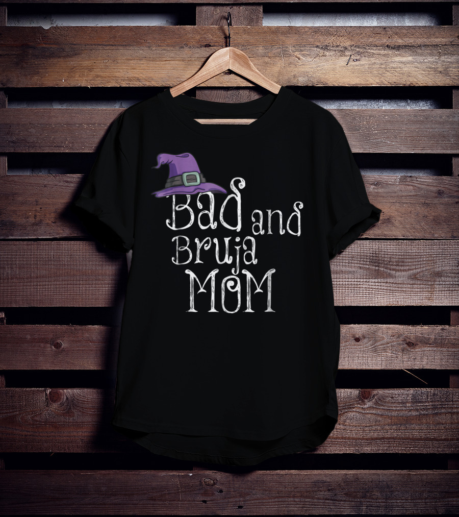 Bad And Bruja MOM Witch Wiccan Purple Hat T-Shirt