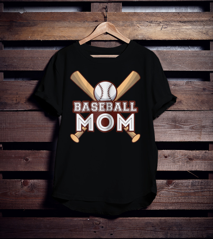 Baseball Mom Crossed Bats And Ball T-Shirt