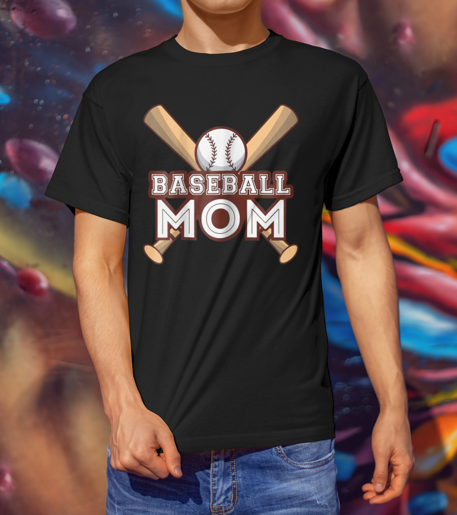 Baseball Mom Crossed Bats And Ball T-Shirt