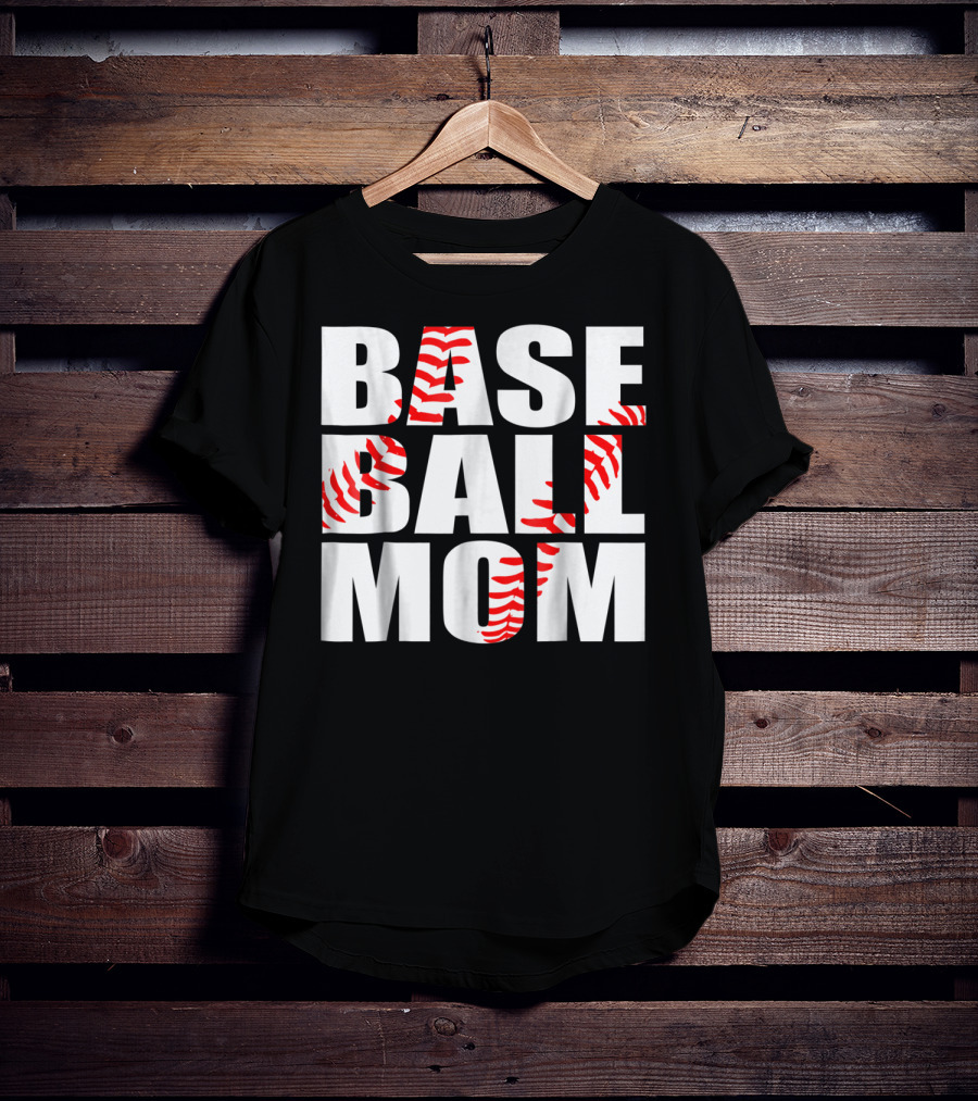 Baseball Mom Baseball Stitch T-Shirt