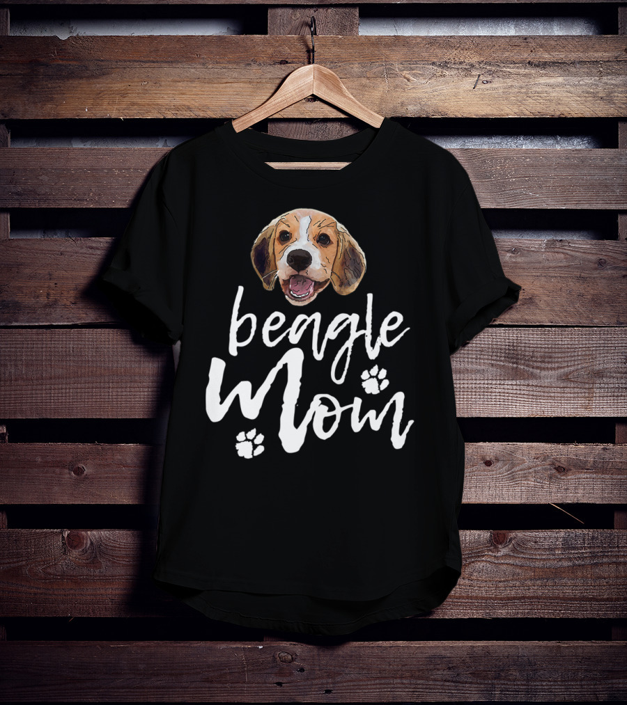 Beagle Mom Cute Dog Face Paw Prints T-Shirt