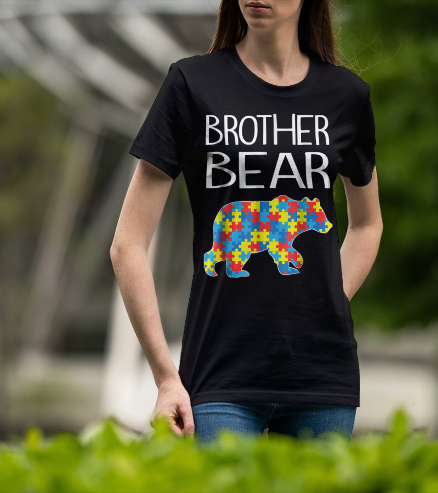 Brother Bear Autism Puzzle Pattern Dad T-Shirt