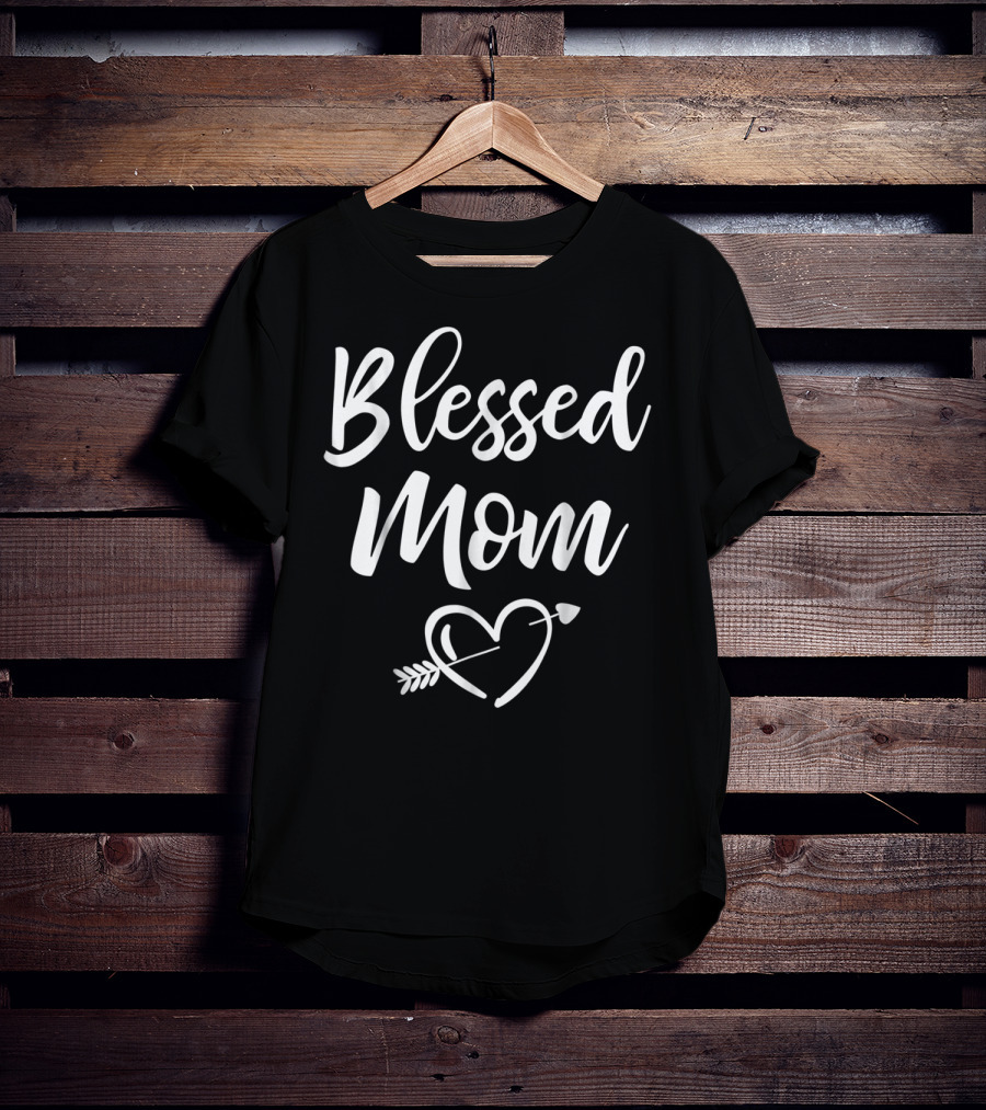 Blessed Mom Heart Arrow Christmas Birthday T-Shirt